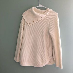 Knit off white long neck sweater
